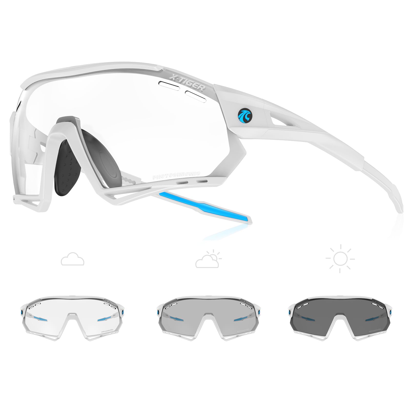 X-TIGER Gafas Ciclismo Hombre Fotocromáticas Con TR90 Gafas MTB Con Running Deportes al Aire Libre