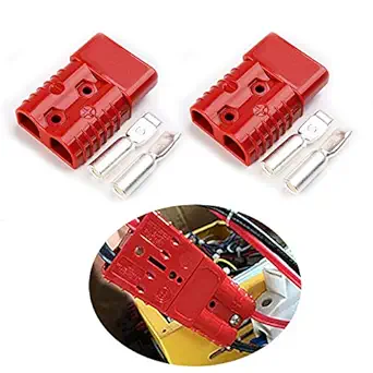 1 Set 175Amp 2 Poles Power Connector Plug Red w/Terminals for #2 AWG Wire Anderson Compatible [2 housing+4 Terminal pins]