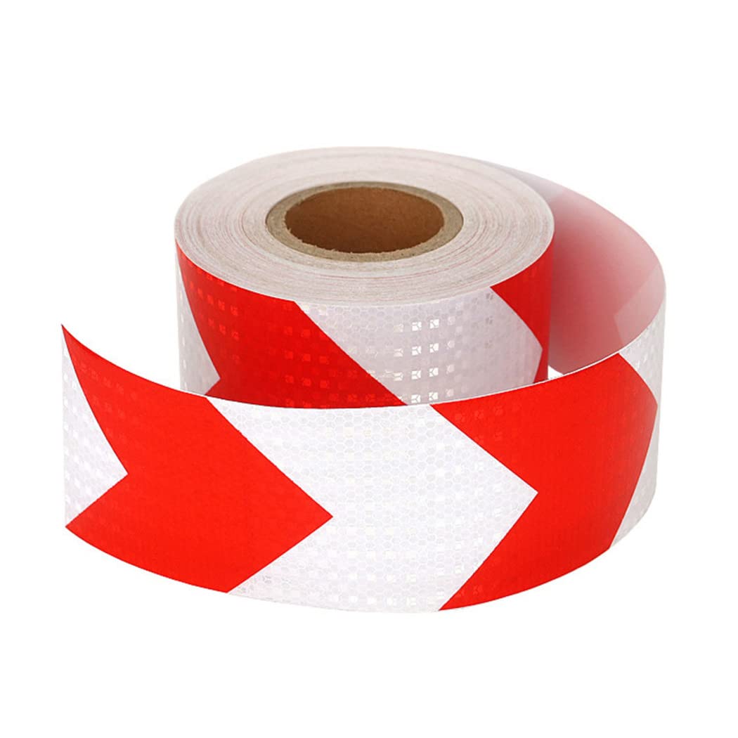 Cinta de advertencia reflectante, cinta de seguridad multicolor, 3 m x 10 cm (rojo y blanco) para marcar peligros, señalización de precaución y seguridad de eventos, duradera, resistente a la