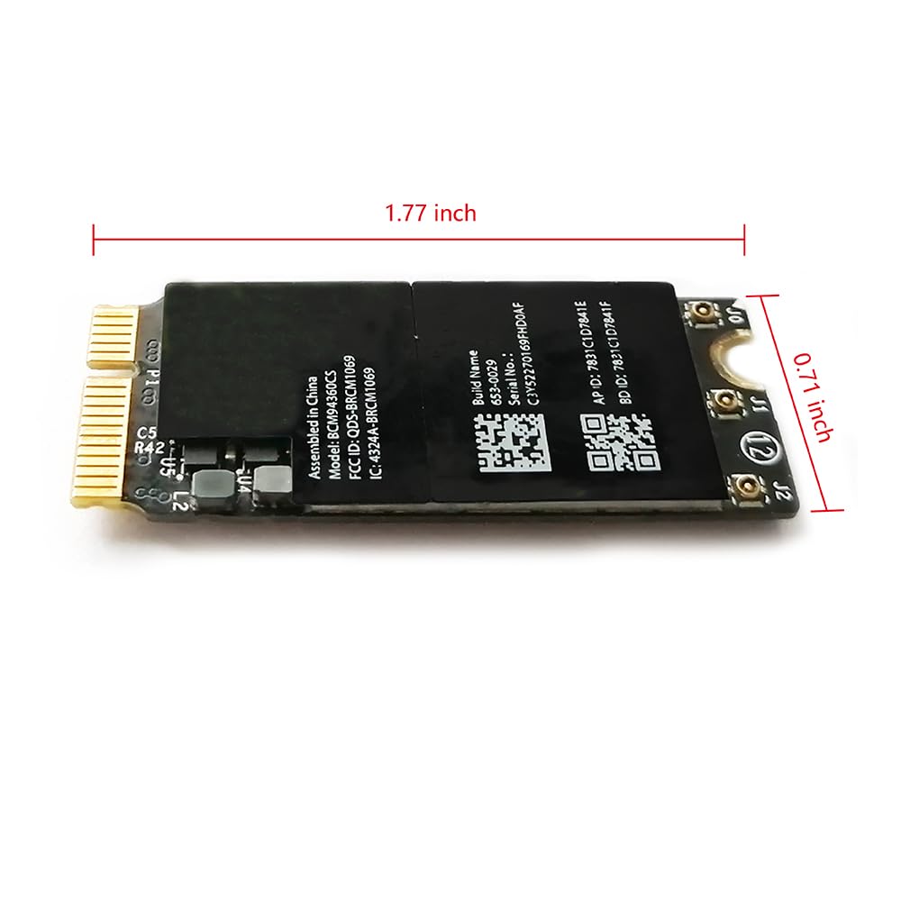 Bluetooth 4.0 Dual-Band Network Card,2.4G/5Ghz Gigabit WiFi Airport Wireless Network Card BCM94360CS BCM94360CSAX Replacement for MacBook Pro 13