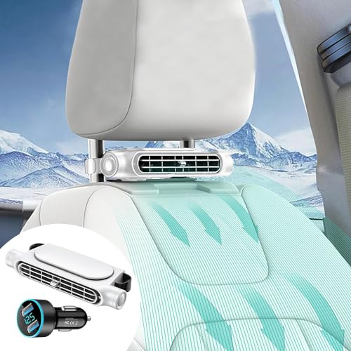 車載扇風機 後部座席カーファン【2024新登場】 3段階風量 Type-C充電 車載 扇風機 USBカーファン 車両後部座席冷却ファン 車内 静音 強風量「スペース節約&空気循環」 蒸れ解消 空気循環 前後部座席用 夏対策 熱中症対策 省エネ (ホワイト)