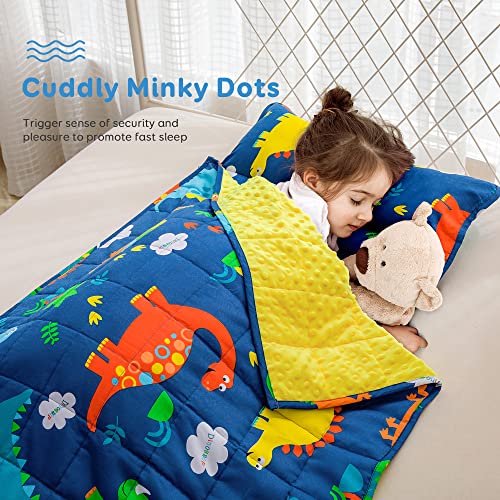 Sivio Schlafsack Kinder mit Gewichtsdecke 1,3 kg und Kissen Abnehmbar, Kinder Schlafsack für Kleinkinder Jungen und Mädchen, Ideal für Kindertagesstätte, Kindergarten, Blau Dinosaurier, 130 x 50 cm – Bild 4