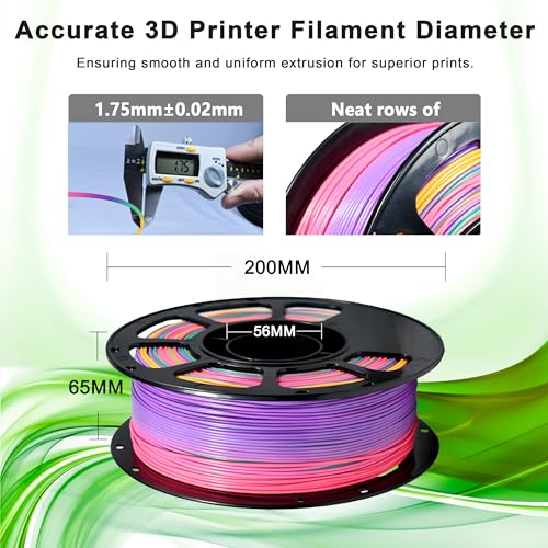 Image of iBOSS Rainbow PLA Plus Filament 1.75mm, Multicolor Gradient 3D Printer Filament, Neatly Wound 3D Printing Filament, Dimensional Accuracy + /-0.02mm, 1KG Spool(2.2 lbs), PLA+ Rainbow