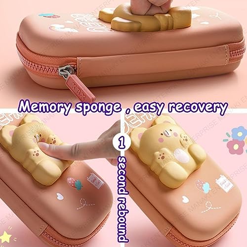 Image of Pencil Case, Cute Cartoon Pencil Pouch 3D Embossed Design Novelty Pencil for Case Gift for Students Kids (Dear Small Pouch)