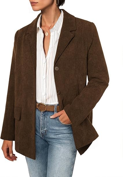 Belle Poque Damen Cord-Blazer Mantel Herbst Winter Label Langarm...