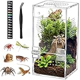 Jumping Spider Enclosure, Acrylic Terrarium with Magnetic Door & All-Side Ventilation, Pre-Assembled Habitat for Spiderling, Mantis, Tarantula, Snail, 3.5