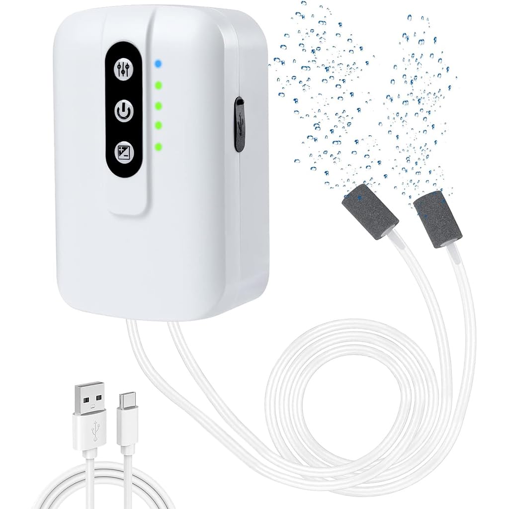 Qpets® Aquarium Air Pump, Air Pump for Aquarium Fish Tank, Portable Oxygen Pump Usb Rechargeable Air Stone for Aquarium Fishing Air Pump - 2W, Double Hole, 6L/Min (B0D4M79JX6) Amazon Price History, Amazon Price Tracker