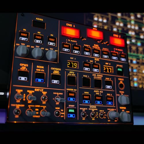 Image of A107 A32X MAX Light OVHD Overhead Panel for MSFS 2020 /2024 - Flight Sim Home Cockpit- (Backlit Edition)