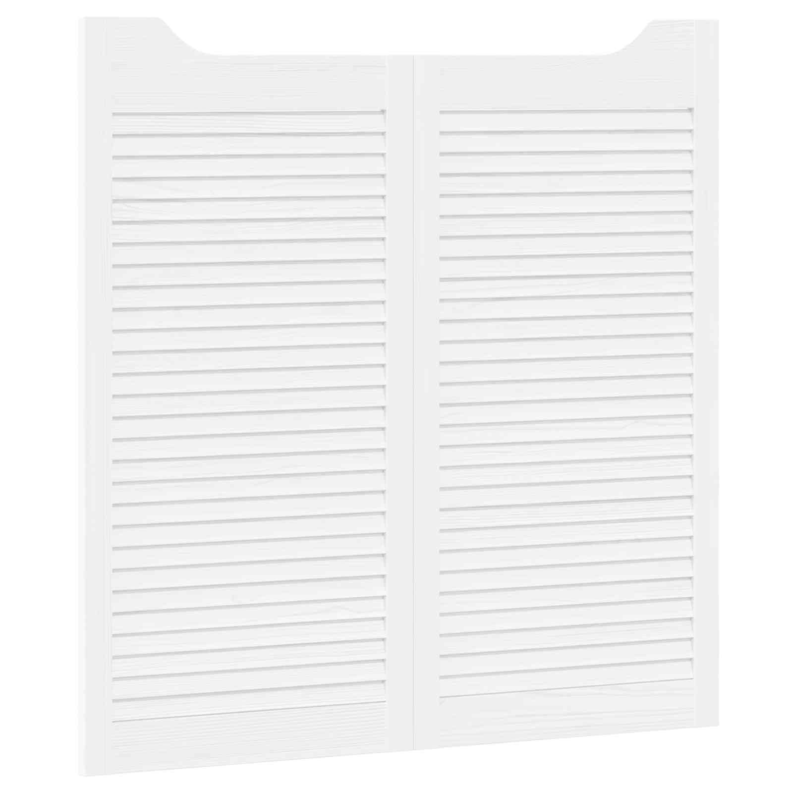 Puertas batientes 2 pcs Blanco Madera de Pino Maciza Puerta Abatible de Madera Maciza para Interiores Pasillo, Cocina, Bar 100 x 100 cm