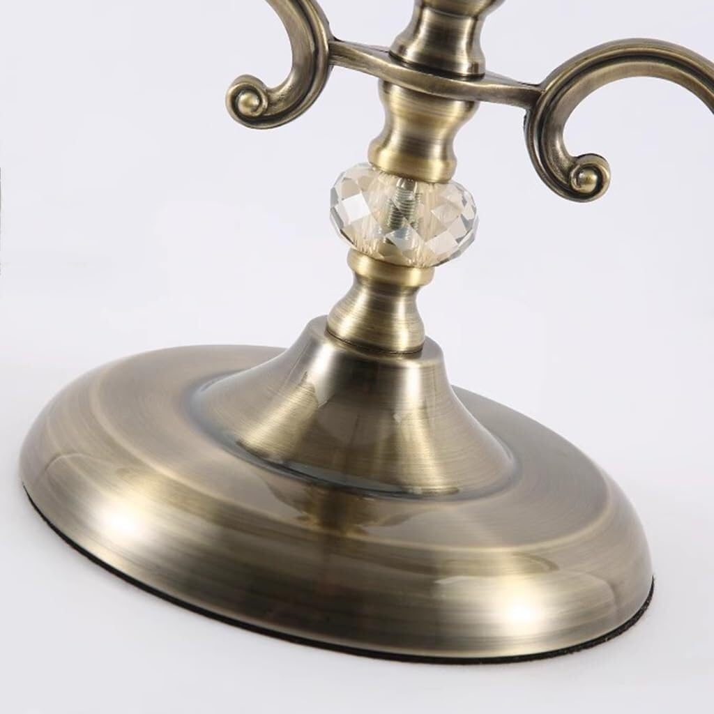 Candelabra Metal Candle Holder with Glass Cups, Antique Bronze Decorative Candle Stand for Weddings Home Decor