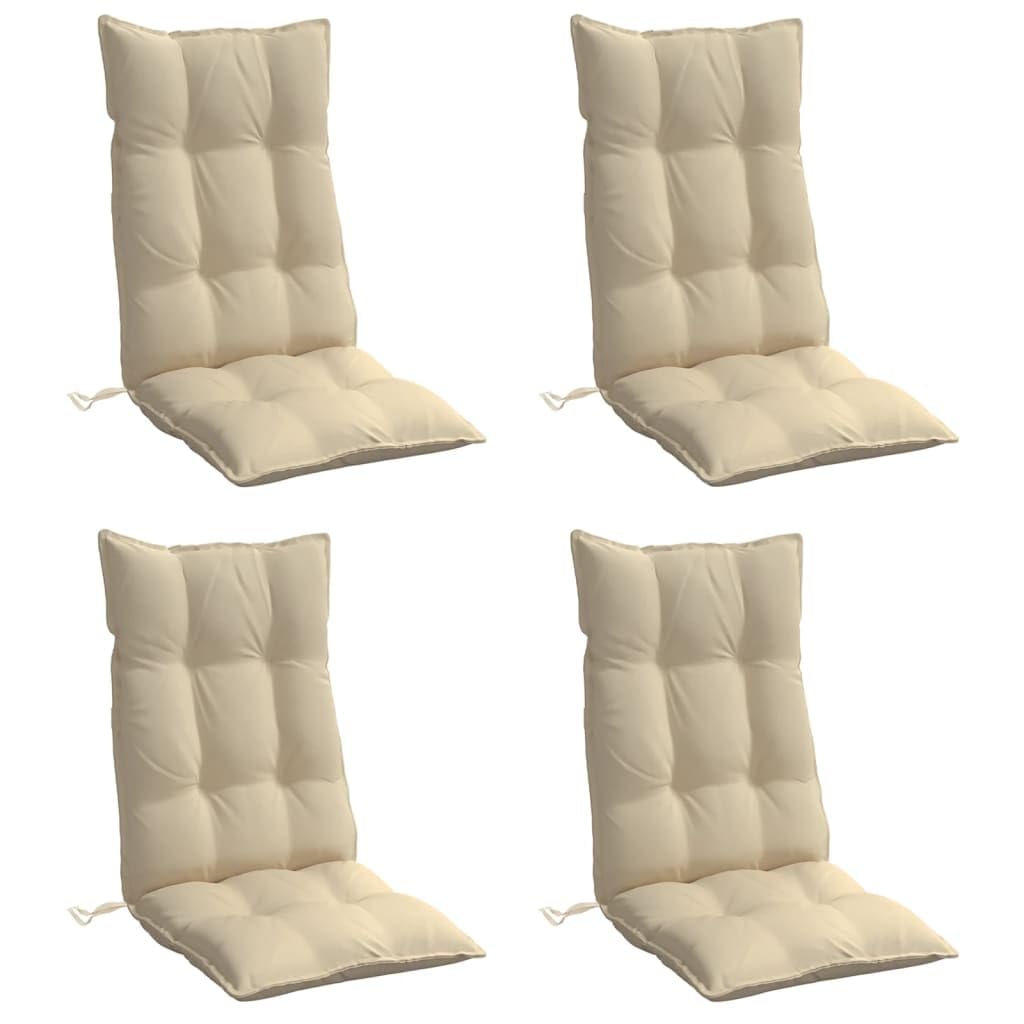 vidaXL Hochlehner Auflagen 4 STK., Hochlehner Auflage mit PP-Hohlfasern, Stuhlauflage mit Gummibänder Bindebänder, Sitzkissen, Beige Oxford-Gewebe