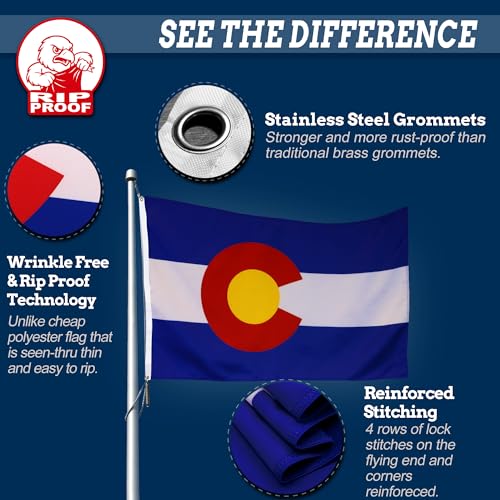 Drapeau Colorado double face solide Anley 3 plis infroissable - 7