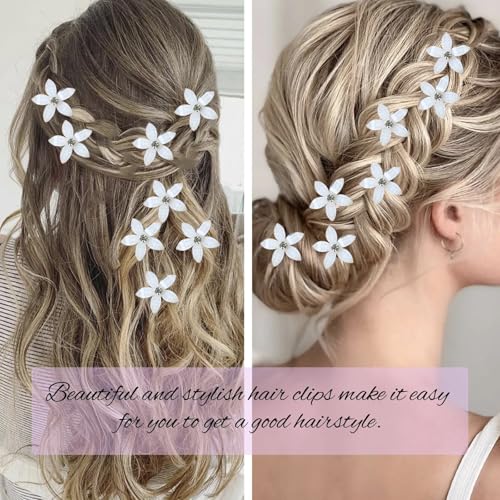 20 pcs pinzas mini flores blancas para cabello mujer miniatura 5