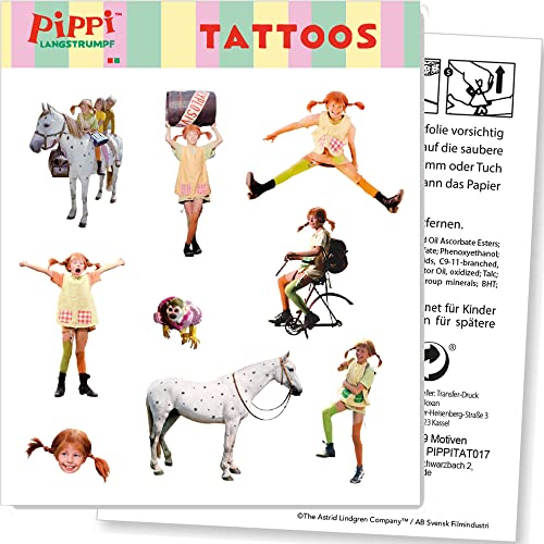 DH-Konzept Pippi Langstrumpf Tattoos als Mitgebsel 1 Bogen - Kindertattoos