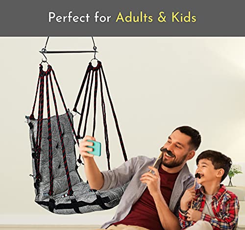 Image of Swingzy Make In India, Soft Leather Velvet Hanging Cotton Swing Chair, Jhula For Adults, Swing For Indoor /Outdoor,Home, Balcony & Garden,200 Kgs Weight Capacity(Marble White,Free Hanging Accessories)