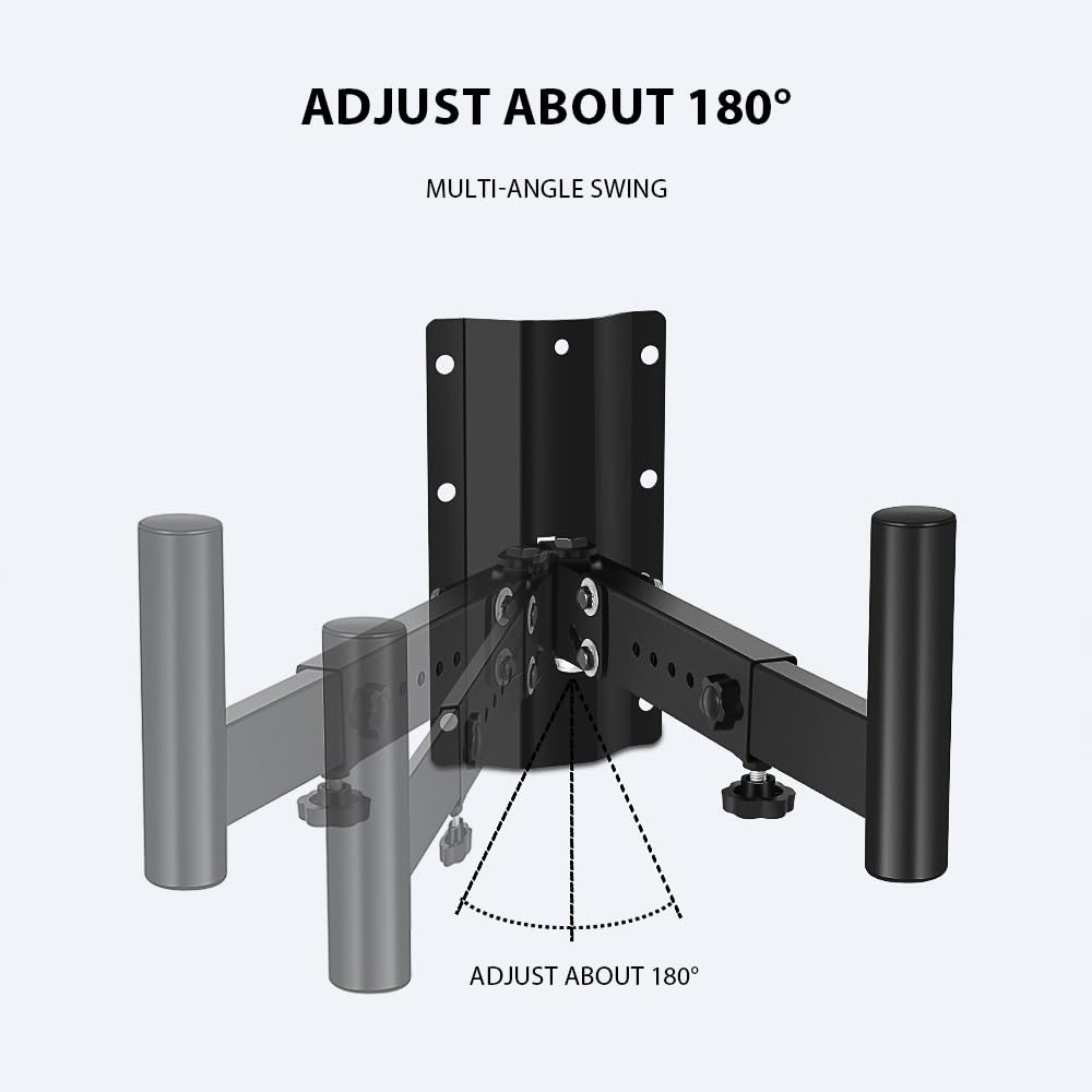 Soporte para Altavoz para Montaje en Pared, Soporte Altavoz, 1 par, Capacidad de 110 Libras, ángulo Ajustable, Extensible de 9,8 a 13 Pulgadas con Placa Metal Engrosada
