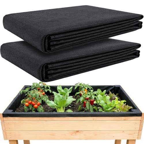 EcoBrisa 63*83IN Raised Garden Bed Liner 2pcs Non Woven Fabric for Large Veg Trough Cuttable Plant Liner Keeps Soil Contained & Water Drainage for Outdoor Planter Veg Trough