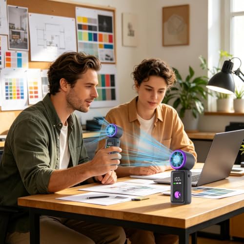 Ventilador de mano plegable con 5 velocidades y pantalla LED de bajo ruido 3