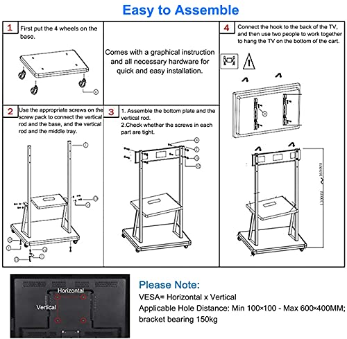 Soporte móvil ajustable para TV de gran tamaño miniatura 7