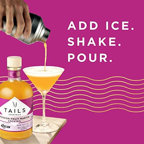 Tails Cocktails Passion Fruit Martini Cocktail, Crafted With 42Below Vodka, Ready-To-Drink Pre-Mixed Cocktail, Serves 4 Bar-Quality Cocktails, 14.9% ABV, 50cl / 500ml