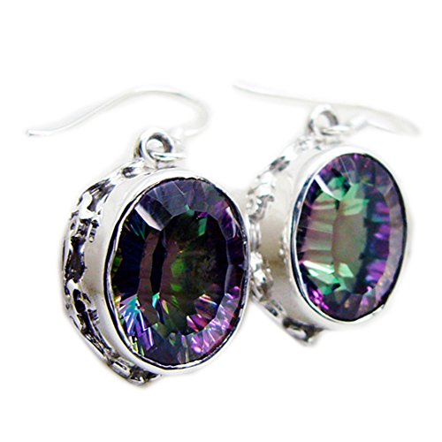Cadeau pour les femmes boucle d'oreille mystic quartz en argent véritable fait main