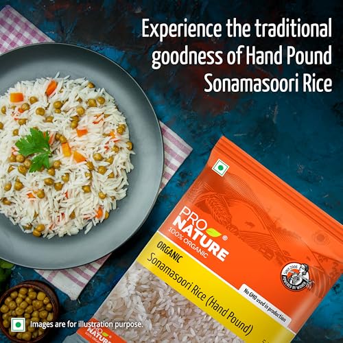 Image of Pro Nature 100% Organic Sonamasoori Rice, Hand Pound, 5kg (Pack of 3)
