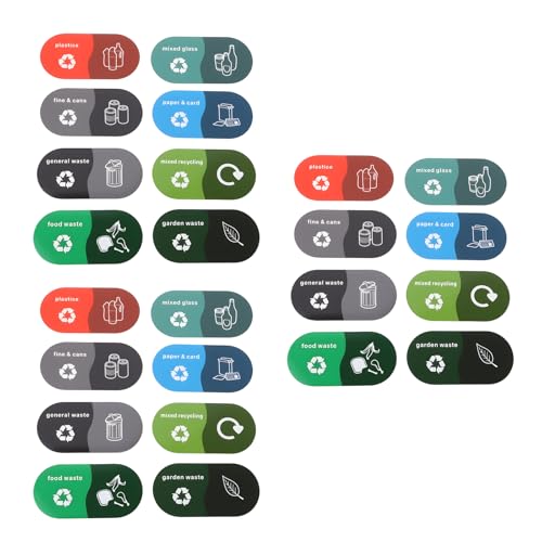 Create idea 24Pcs Mixed Recycling Labels Bin Stickers for Kitchen Office Utility Room Laundry Room 100x50mm