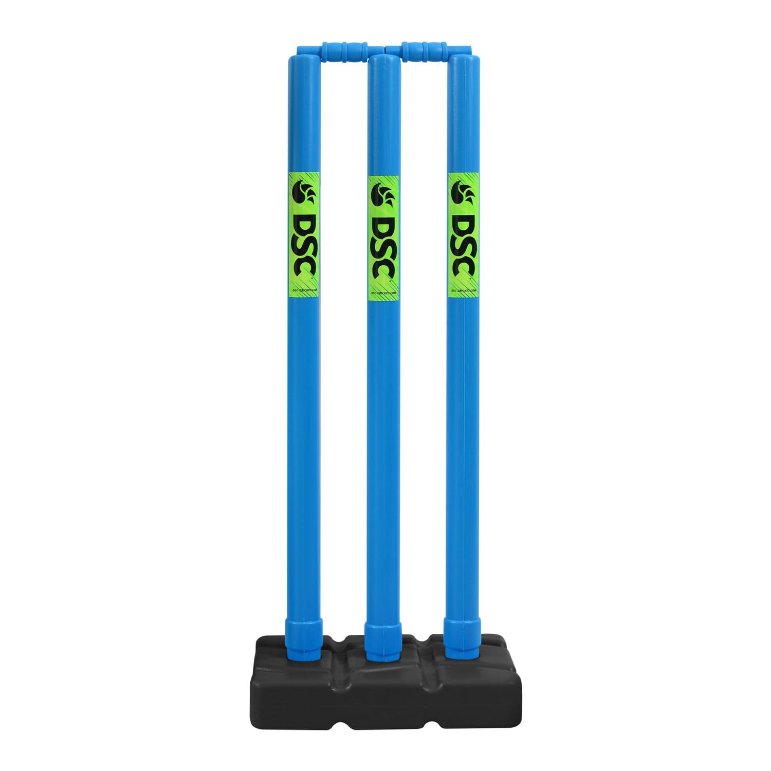 DSC Plastic Cricket Stump Set with 3 Stumps, 2 Bails and 1 Base, Size-Mens, Color - Blue