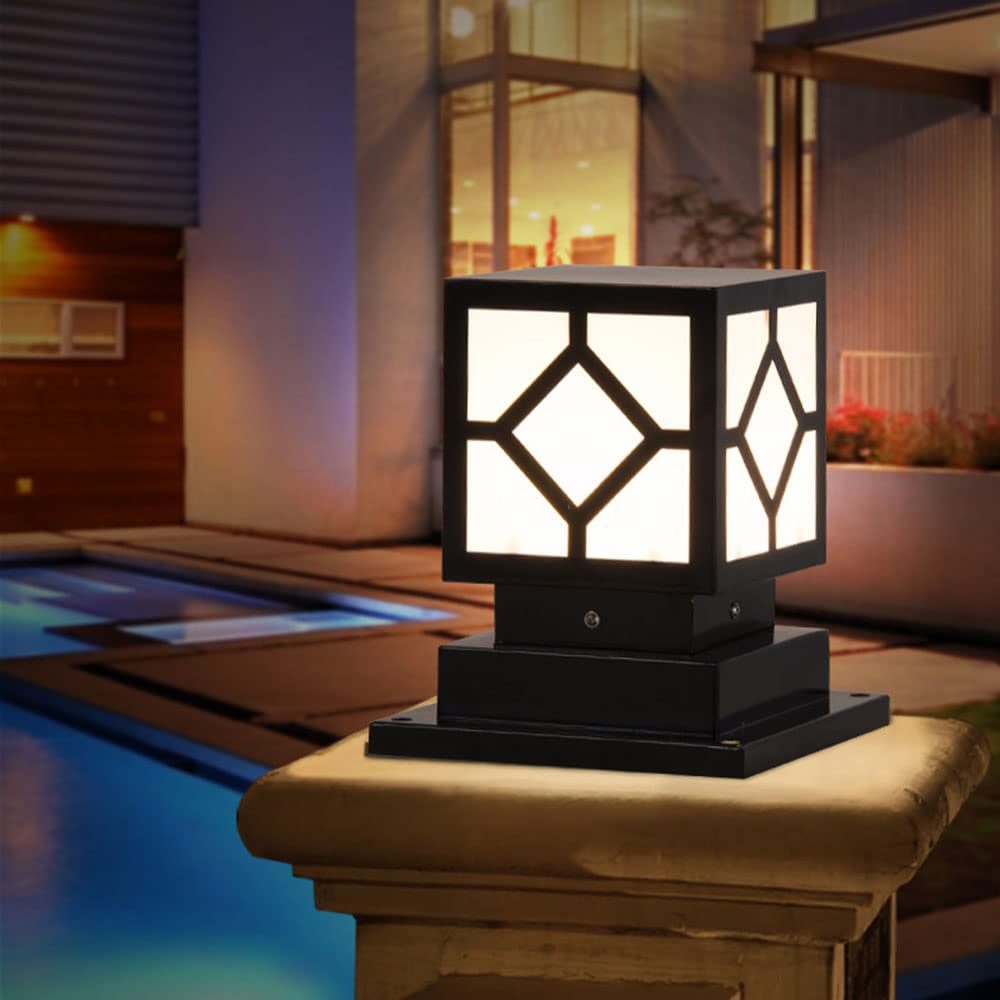 Zewnętrzne Proste Kwadratowe Światło Słupkowe Oprawa Oświetleniowa Do Słupków Trawnikowych Pier Mount Vintage Post Lamp Wodoodporna Lampa Ogrodowa IP54 Do Ogrodu Ogrodowego Dekoracje Na