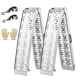 LEMNISCATE アルミラダーレール 2本セット 長さ228cm 幅30.5cm 耐荷重680kg 折り畳み式 アルミブリッジ 軽量アルミラダー コンパクト 取っ手、固定用のスナップフック付き 滑り止め オートバイク、4輪車用スロープ