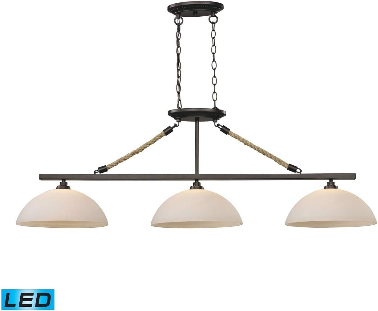 73045-3-LED Natural Rope Aged Bronze 3-Light Billiard/Island Light - LED