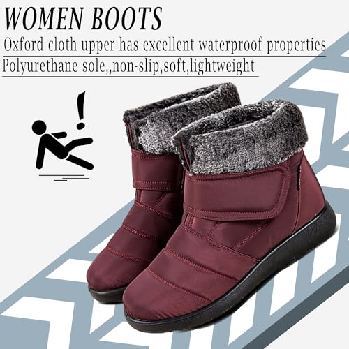 Snow Boots for Women Platform Plush Waterproof Soft Keep Warm Hook and Loop Closure Casual Winter Shoes3