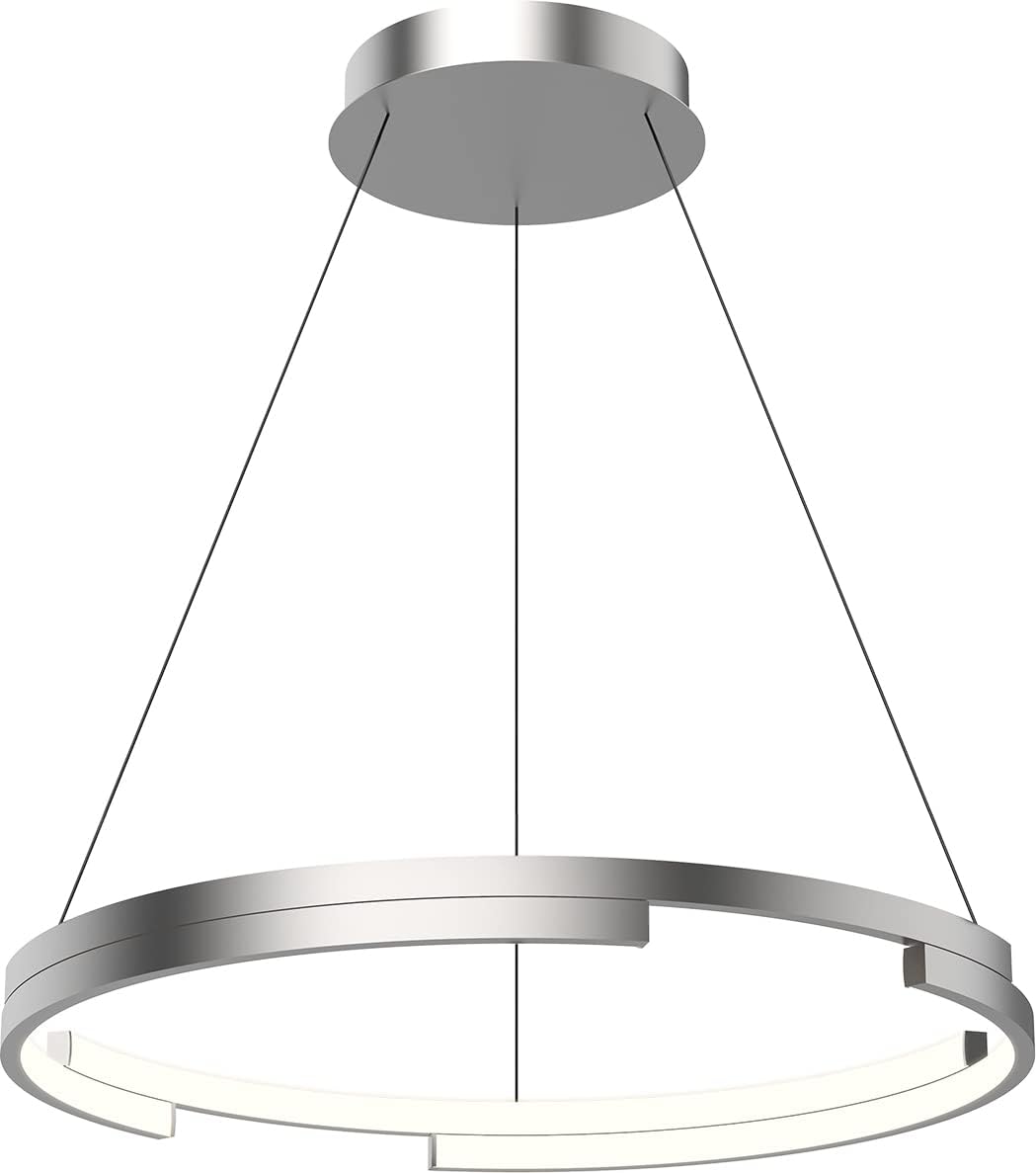 Kuzco Lighting Anello Minor 24" Pendant | Brushed Nickel Finish | Made of Aluminum and Acrylic | Asymmetric Architectural Design | White Acrylic Diffuser | 24" D x 1.8" H | PD52724-BN