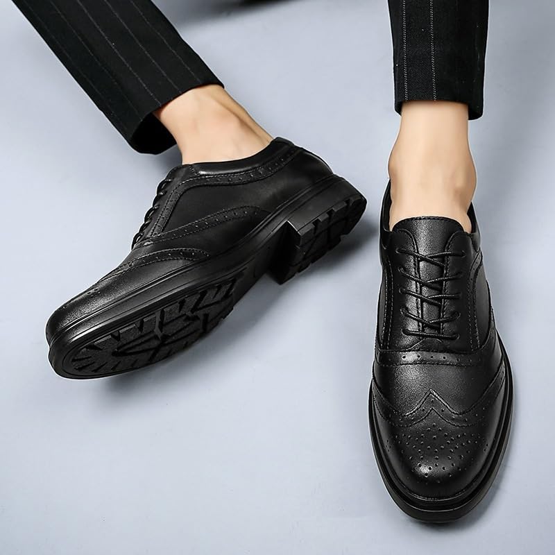 Luxury Classic Man Pointed Toe Dress Shoes Mens Genuine Leather Black Wedding Shoes Male Oxford Formal Shoes Korean Style Brogue Business Leather Shoes2