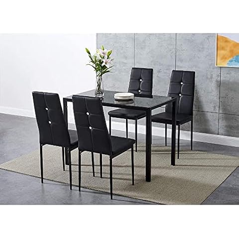 Panana Glass Dining Table Set with 4 Chairs Cover