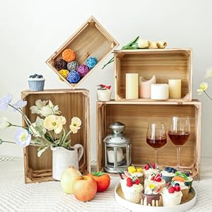 Large torched wood storage crates decorative set of 4 nesting wooden crates for display rustic farmhouse wooden storage container boxes made from 100 wood  urban country home decor