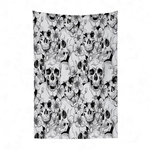 SOYDAN Coperta per divano, teschio floreale Halloween scheletro fiori di ciliegio design gotico ossa stile kull, nero Wh, coperte di flanella, coperta per divano, coperta soffice per camera da letto, SOYDAN Coperta per divano, teschio floreale Halloween scheletro fiori di ciliegio design gotico ossa stile kull, nero Wh, coperte di flanella, coperta per divano, coperta soffice per camera da letto,