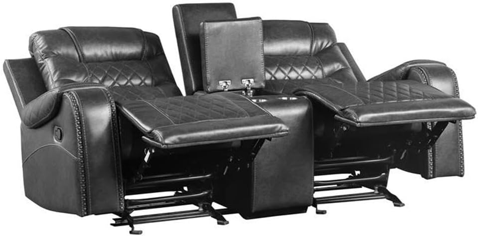 Lexicon Derringer Wall Hugger Manual Double Glider Reclining Loveseat, Gray