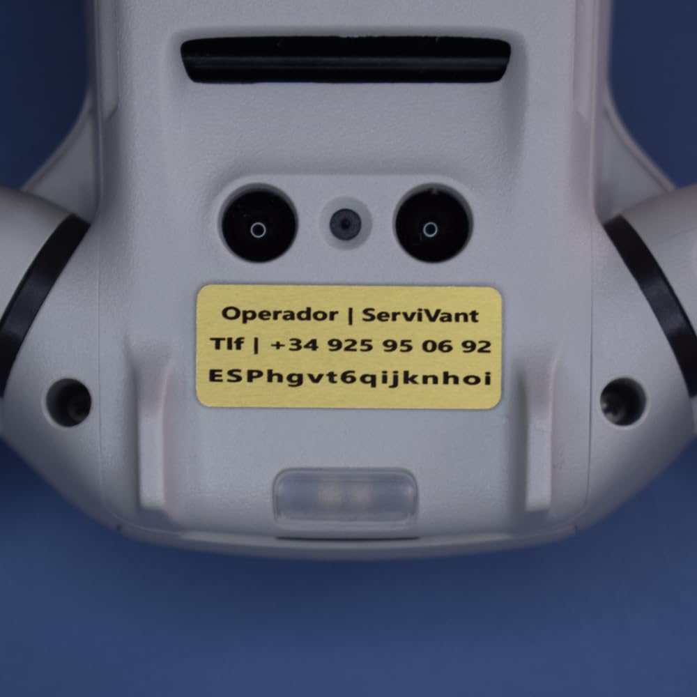 ● Pack 2 Uds. ● Placa Identificativa para Drones ● Placas para Dron CUMPLEN normativa AESA ● Tamaño Personalizados para Todos los Modelos de drone (Kit 2 Placas 3 Lineas) - Aluminio — view 6