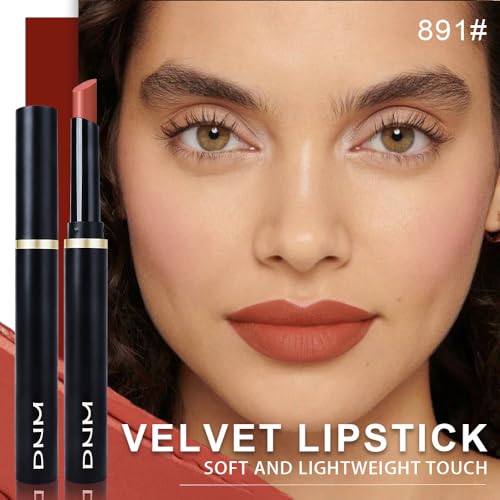 Image of evpct Brown Velvet Matte Lipstick, High Pigmented Slim Lipstick Longlasting Waterproof for Women, Velvet Silky Blendable Matte Lip Stick Stain Color Makeup, 24 Hours Original Makeup Labiales, 891#