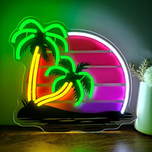 Tropical Sunset Palm Tree Neon Sign 14.17x12.79in LED Neon Light