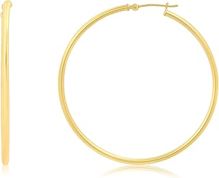 Solid 14k Gold Hoop Earrings for Women | 14k Yellow Gold or White Gold Hoop Earrings | 14k Real Gold Earrings with Click Tops | Small to Large 0.47 to 2 Inch Gold Hoop Earrings by MAX + STONE