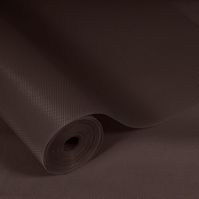 Image of Krenz Multipurpose Anti-Slip Mat, Sheet for Fridge, Kitchens, Cupboard, Drawers, Shelf Liner | Super Strong EVA, Water Resistant Washable for Kitchen Shelves (Brown, 45W x 300L cm)