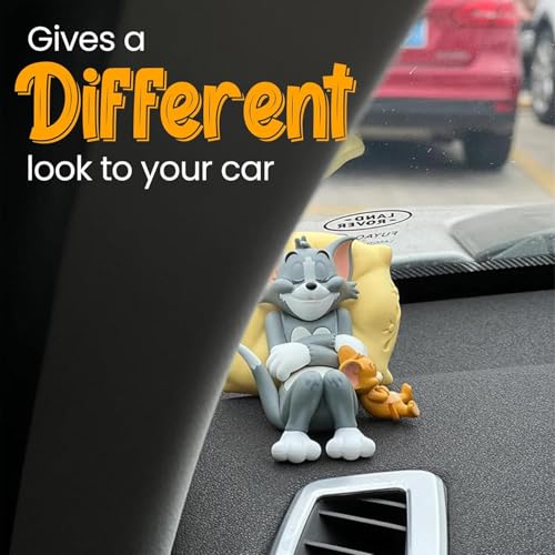 Image of FUNFOB Tom & Jerry Action Figure Height - 8cm Car Dashboard Accessorie Table Top Collectible PVC Multicolour | Tom & Jerry Sleeping