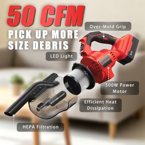 Image of Cordless Vacuum Cleaner Compatible with Mil-Wuakee 20V Battery,20000Pa High Power Handheld Vacuum with HEPA Filter, 5 in 1 Portable Electric Vacuum With LED Light for Carpets, Floors&Cars (No Battery)