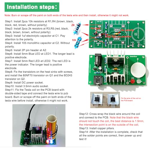 Image of ISolderStore DIY Mini Tesla Coil Kit 15W Electronic DIY Kits Mini Music Tesla Coil Plasma Speaker Soldering Practice Kit DIY Soldering Project for Soldering Skill Practice