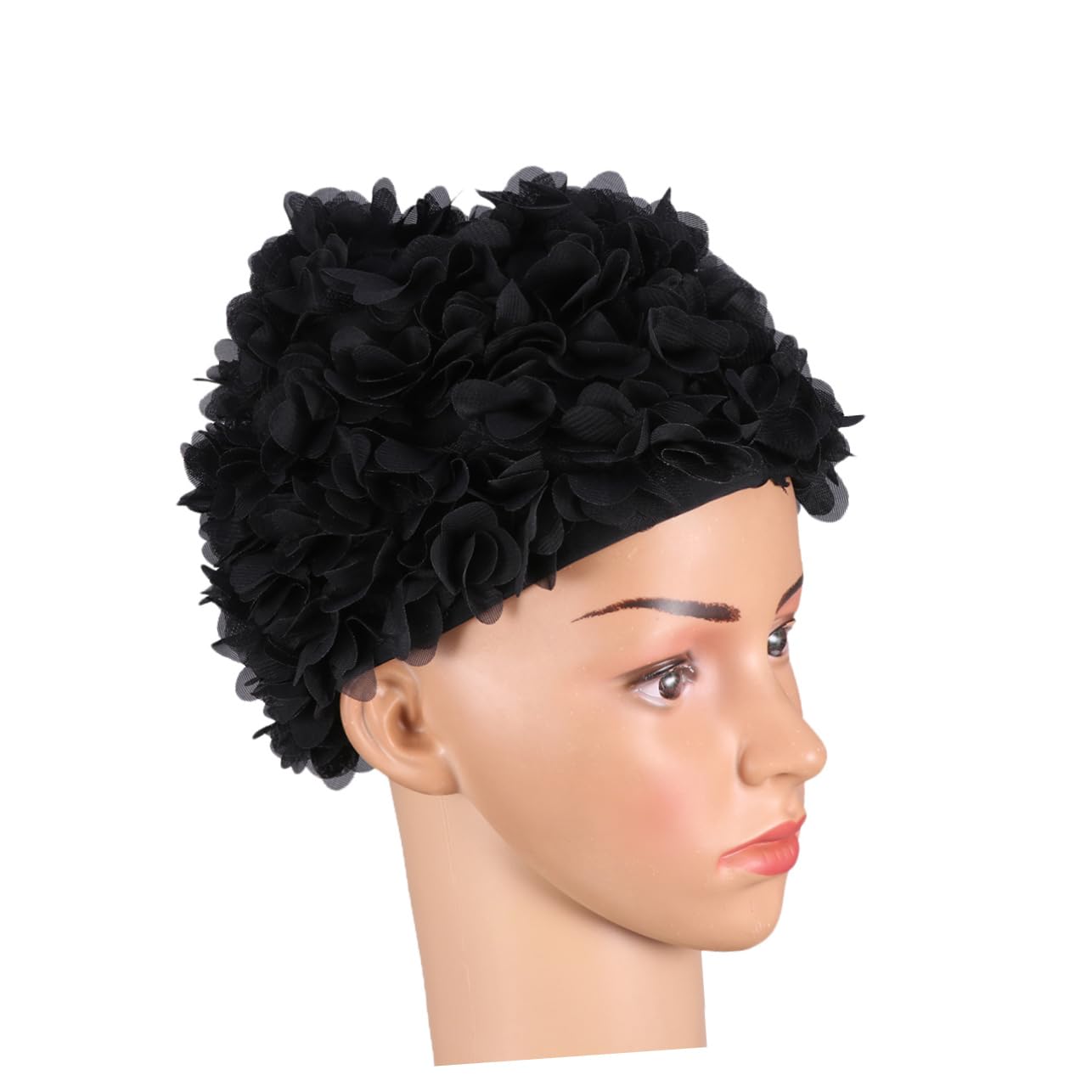 VANZACK 3piezas Gorro De Natación Forma De De para Mujer Diseño Elegante Color Negro Cómodo y Antideslizante para Piscina y Baño