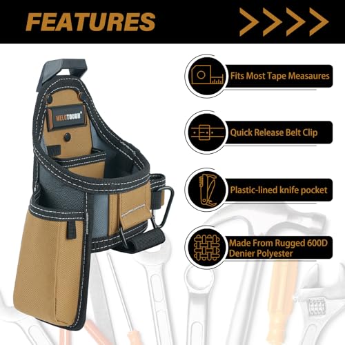 Image of MELOTOUGH 7-Pocket Technician Pouch-Small Pocket Tool Belt Pouch with Belt Clip,Clip on Larger Pockets & Loop, Clip on-Tool Holder Accessory