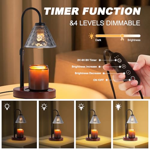 Candle-Warmer-Lamp-Height-Adjustable-Candle-Warmer-with-Timer-Dimmer-Electric-Candle-Lamp-with-2-50W-Bulbs-Wax-Melt-Warmer-for-Scented-Jar-Vintage-Home-Decor-Glass-ShadeGlazed-Black Candle Warmer Lamp Height Adjustable Candle Warmer with Timer Dimmer Electric Candle Lamp with 2 50W Bulbs Wax Melt Warmer for Scented Jar Vintage Home Decor Glass ShadeGlazed Black