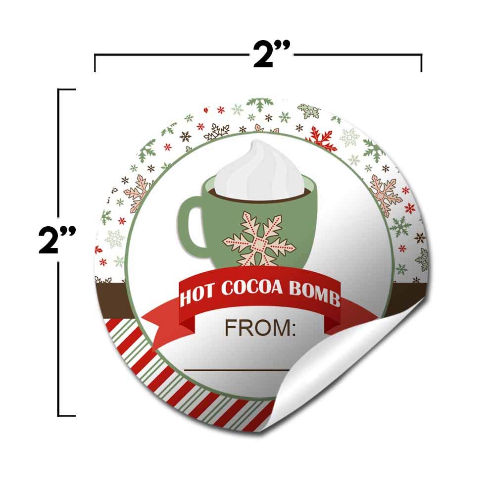 AmandaCreation Festliche Schneeflocken-Aufkleber mit Heißkakao-Bomb-Motiven, insgesamt 40 Stück 5,1 cm Party-Kreis-Aufkleber (20 Sets mit je 2 Stück)